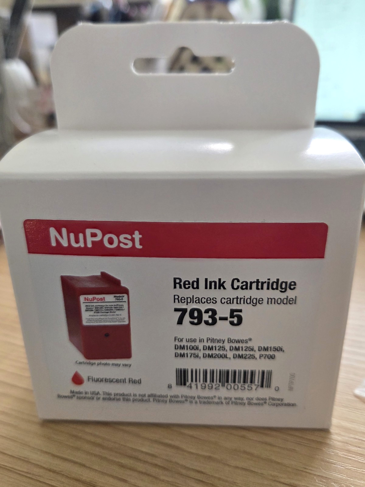 NuPost Fluorescent Red Ink Cartridge 793-5 For Pitney Bowes Postage Machine NEW