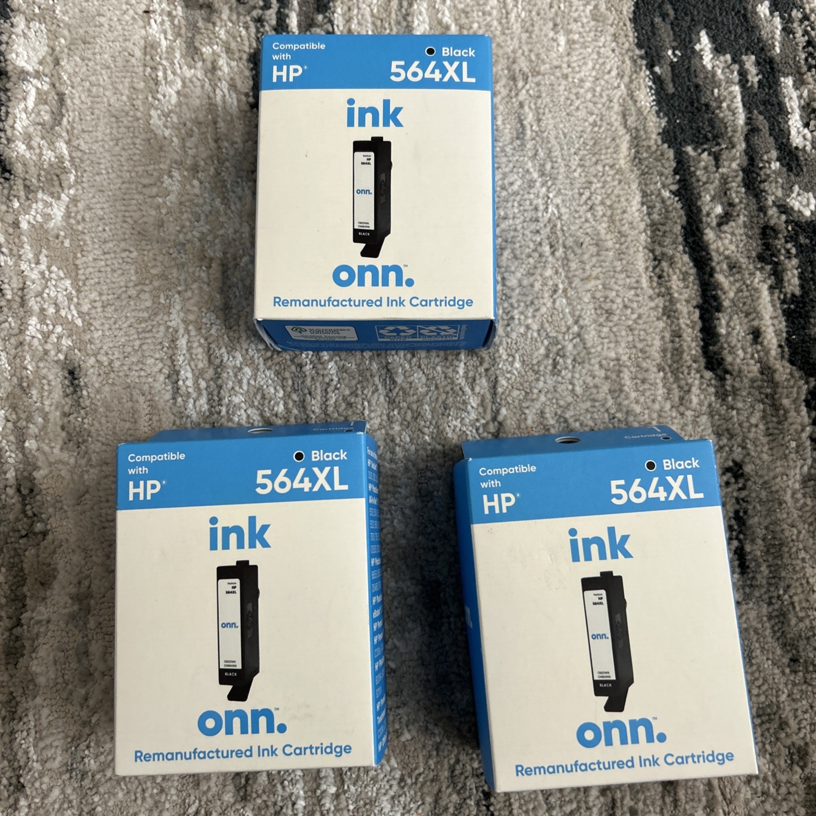Onn 564XL Black Ink Cartridge - HP Compatible lot Of 3, New In Box