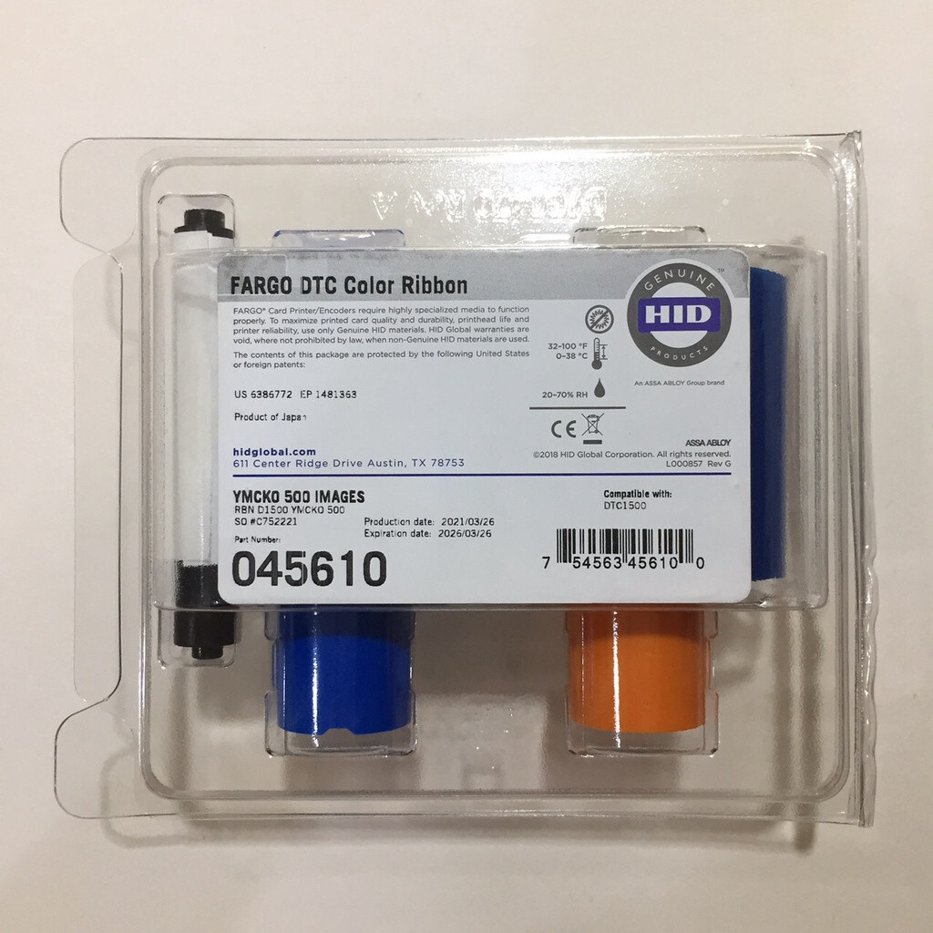 Fargo 45610 Color Ribbon - YMCKO - 500 prints - DTC1500