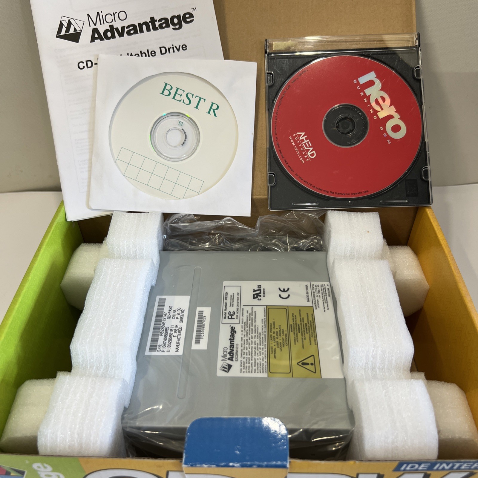 Micro Advantage CD-RW Rewritable Drive 52x Sealed Open Box Model 52CDRW-B13