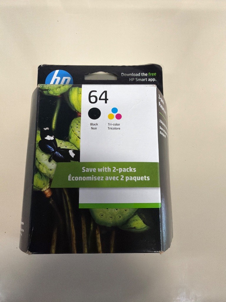 HP 64 Black & Tri-Color Ink Cartridge 2-Pack Combo Genuine OEM Exp MAR 2024