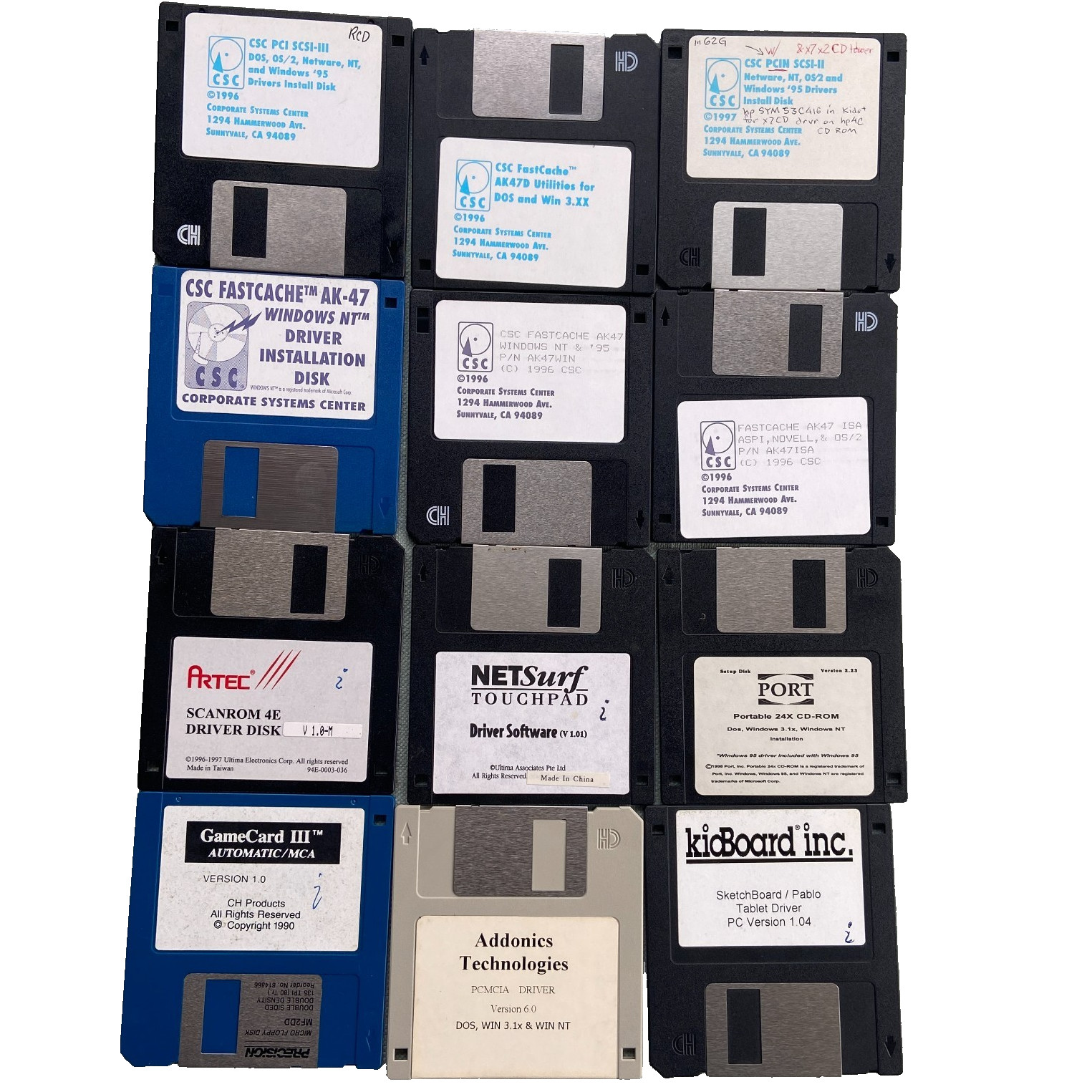 PC Software Driver Lot Floppy Disk 3.5 CSC FastCache SCSI GameCard III Vintage