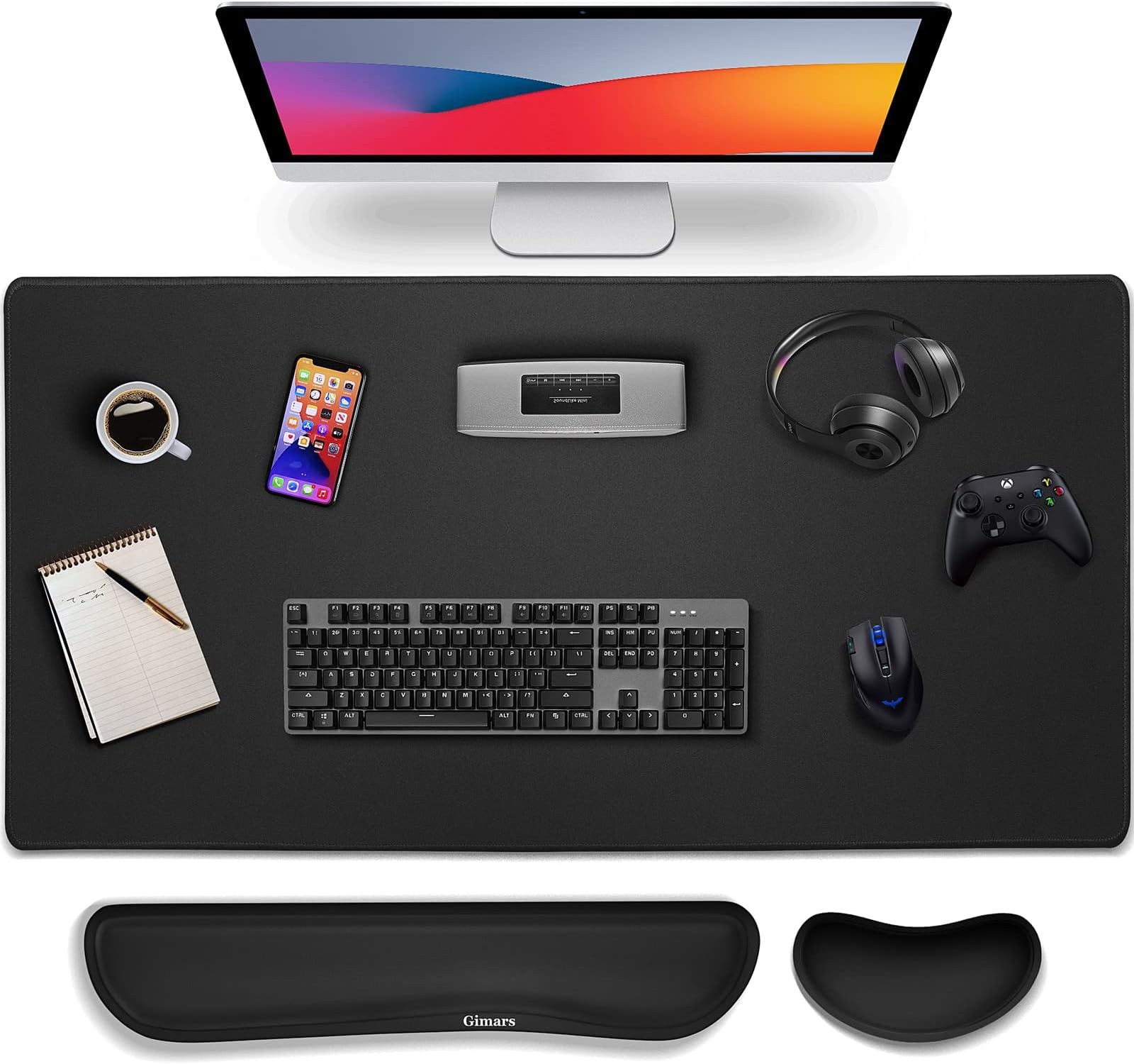 Gimars 4 in 1 Mouse Pad and Keyboard Wrist Rest Set, Large Mouse Pad with Mem...