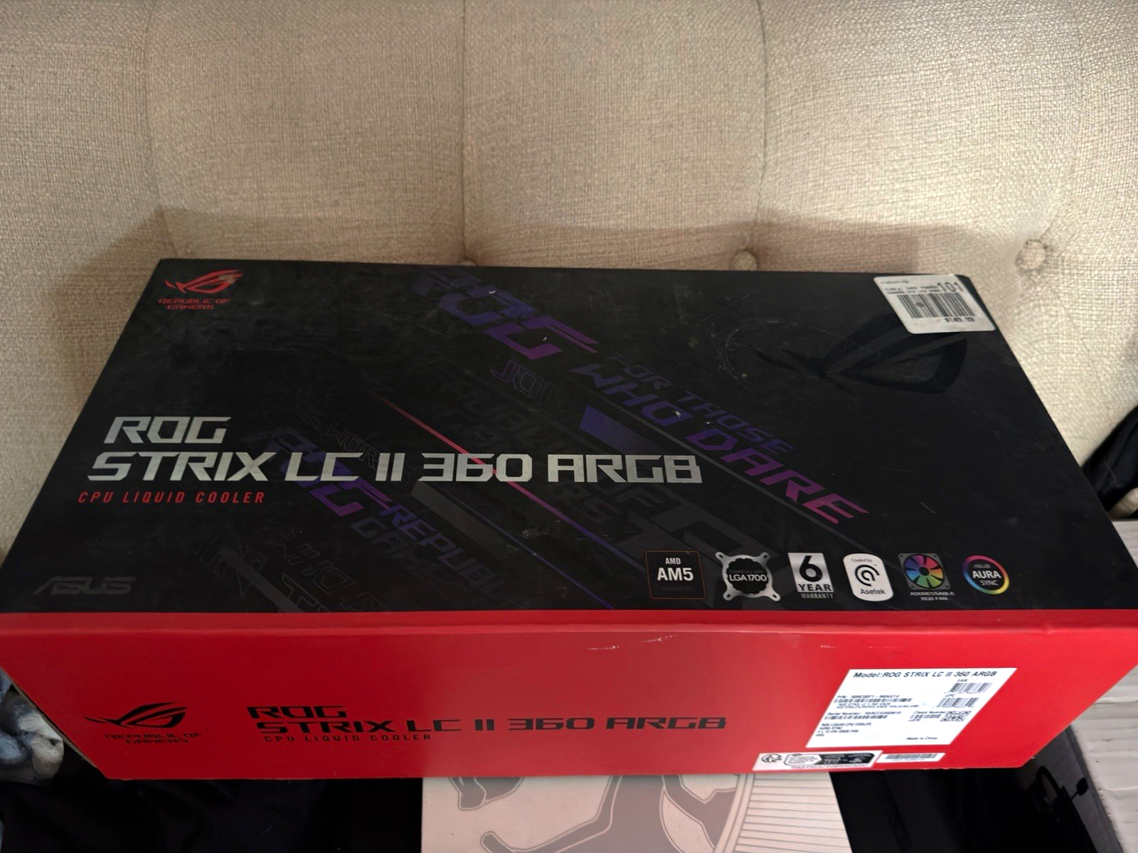 ASUS ROG Strix LC II 360 ARGB AIO Liquid CPU Cooler 120mm AM5 LGA1700