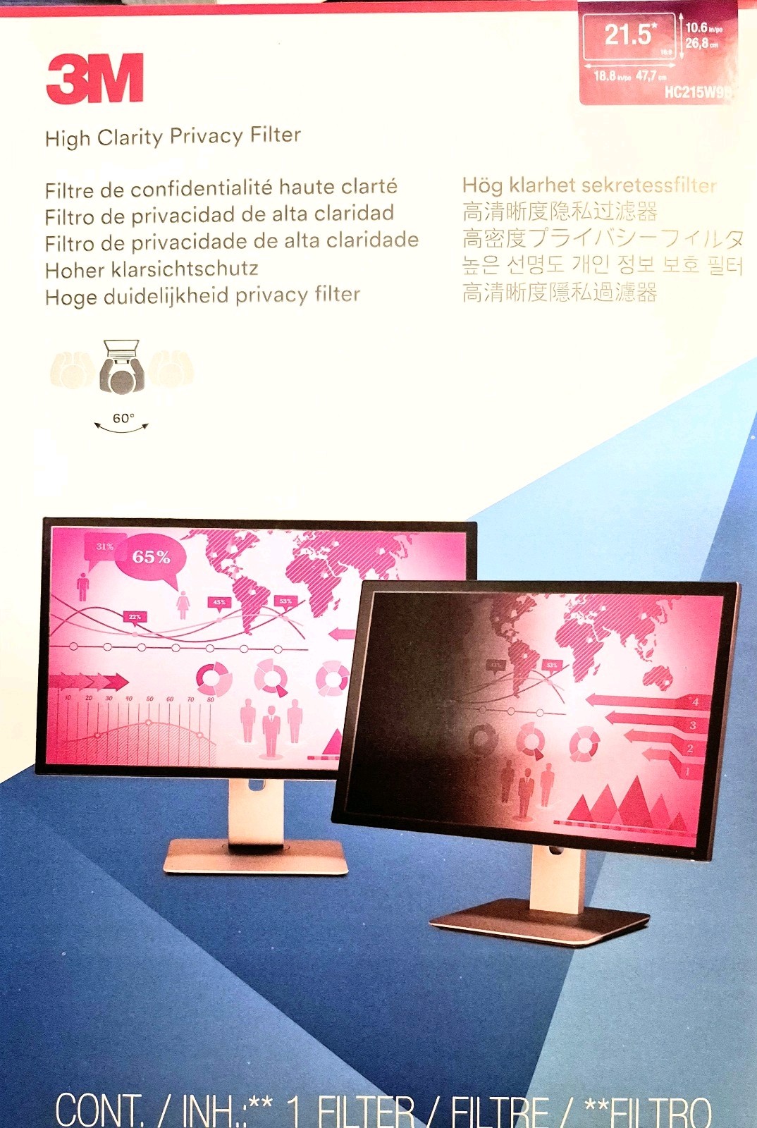 3M&trade; High Clarity Privacy Filter for 21.5" Widescreen Monitor (hc215w9b)