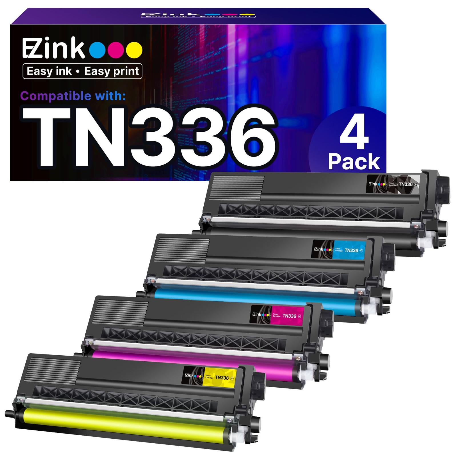 E Z Ink Compatible Toner Cartridges For Brother Tn336 4 Pack High Yield