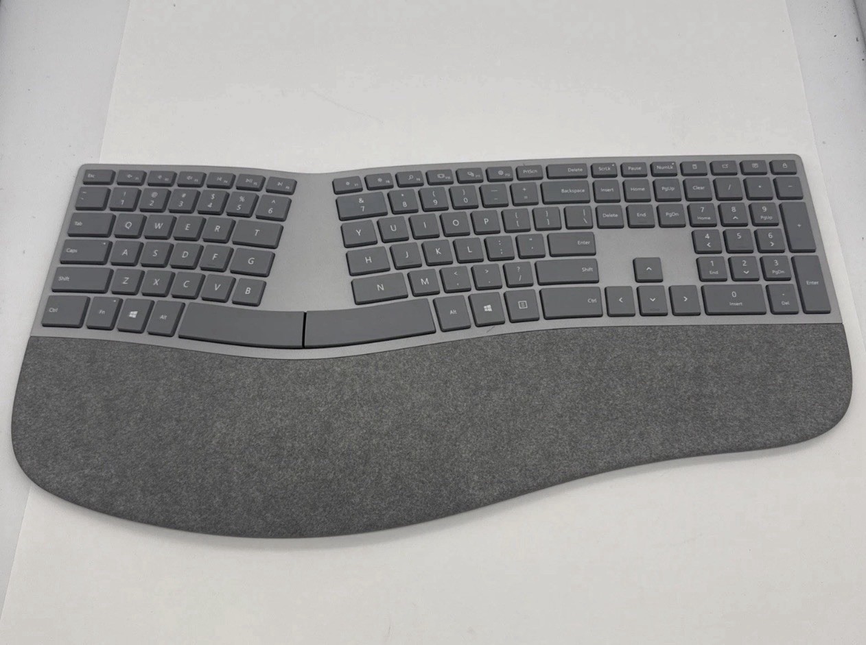 Microsoft Surface Wireless Ergonomic Bluetooth Grey Keyboard Model 1786 ~ Works
