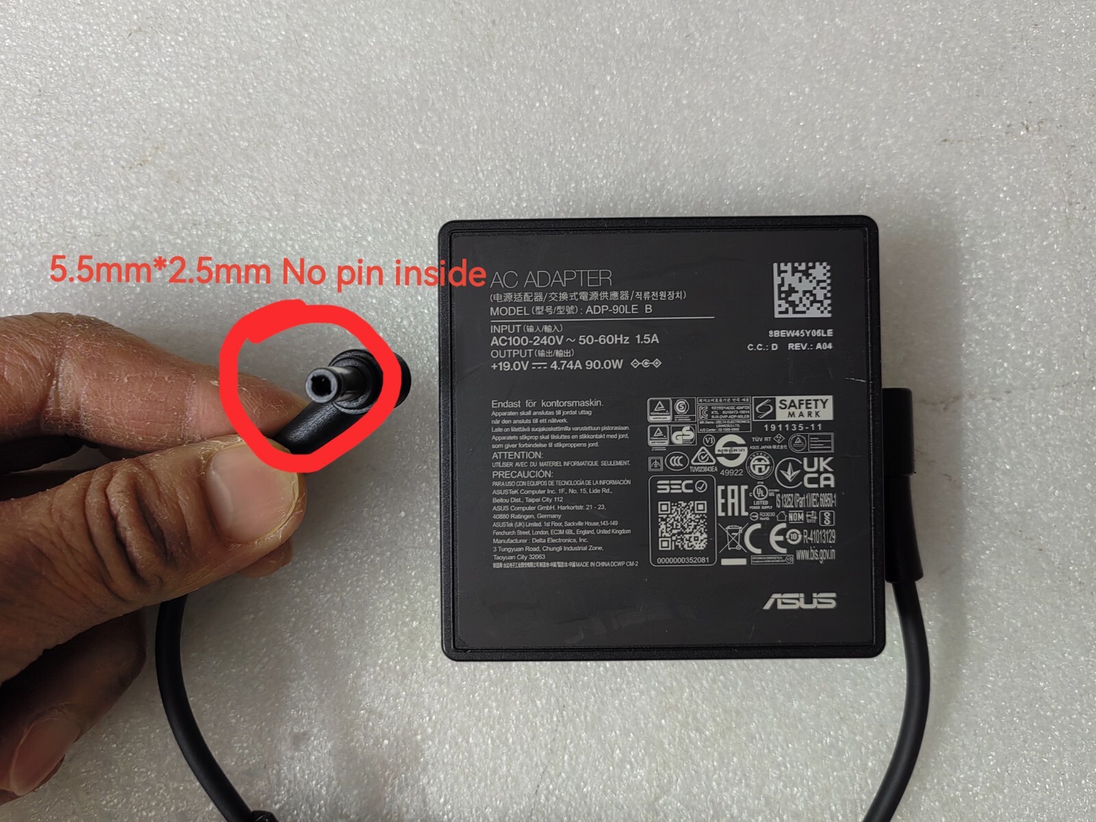For ASUS PN62S Mini PC 19V 4.74A ADP-90LE B 5.5*2.5mm 90W AC Adapter 100%Genuine