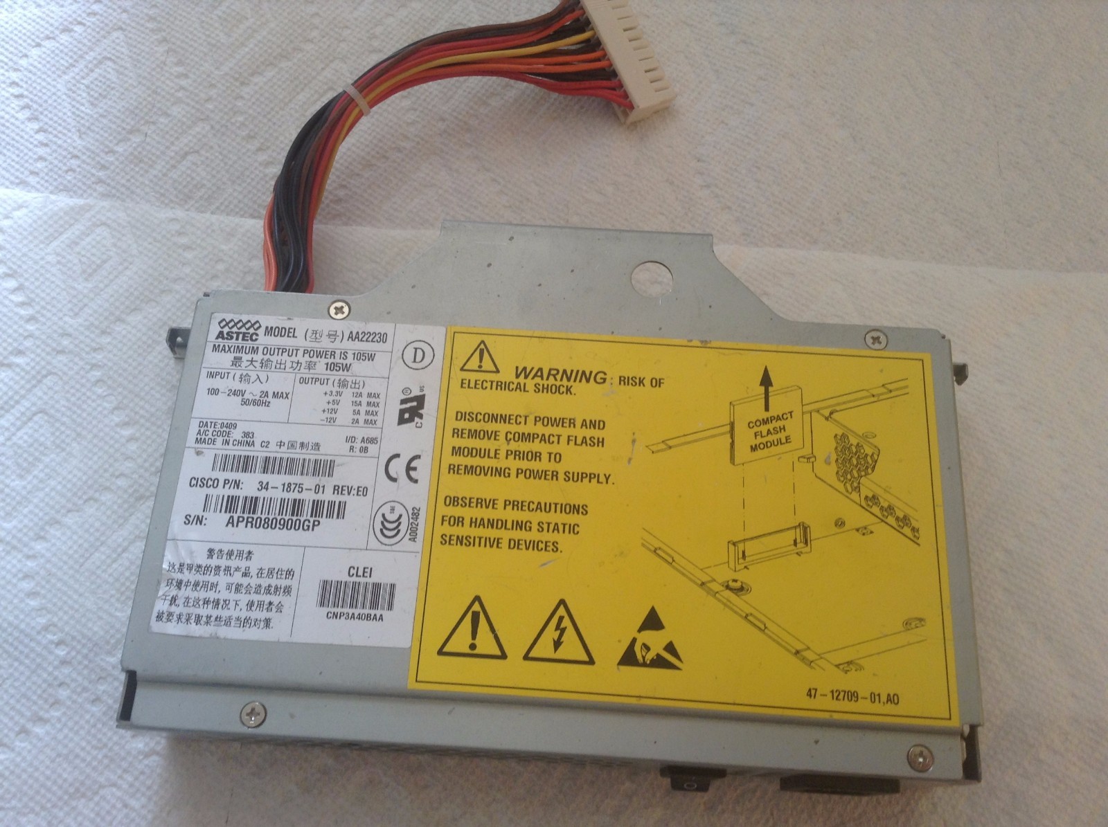 Astec AA22230 Power Supply 34-1875-01