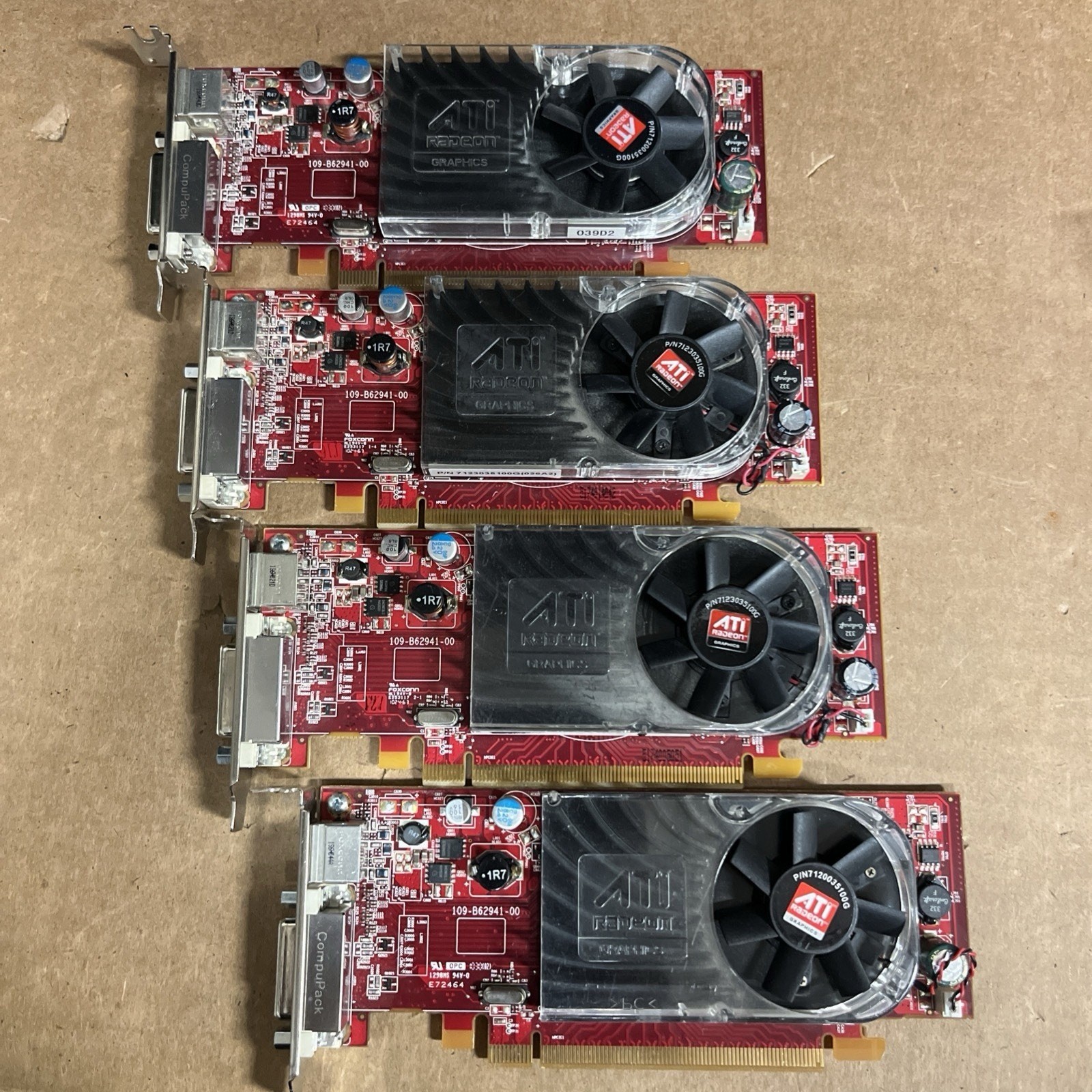 LOT 4 Dell ATI Radeon HD 3450 256MB PCIe x16 DMS-59 Half Height Video Card Y103D