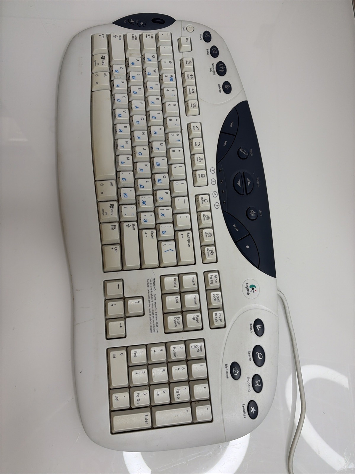 Logitech Internet Navigator Keyboard Y-BF37 USB 867224-0100 Tested Working Wired
