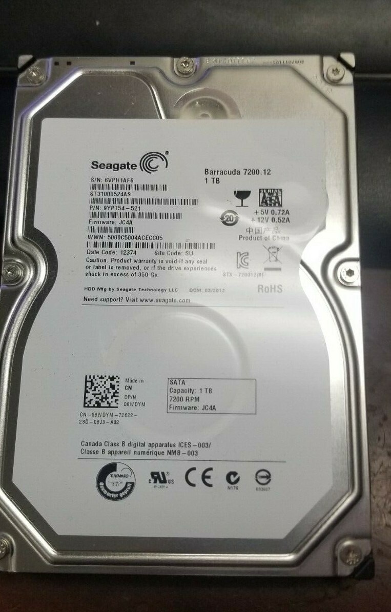 Dell 8WDYM Seagate ST31000524AS 1TB 7200RPM SATA 3.5'' Hard Drive