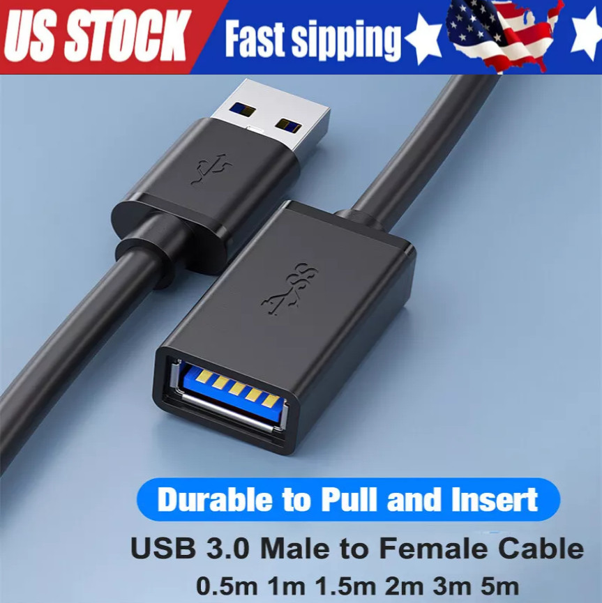USB3.0 Extension Cable High Speed Extender Cord Adapter TypeA Male to Female Lot