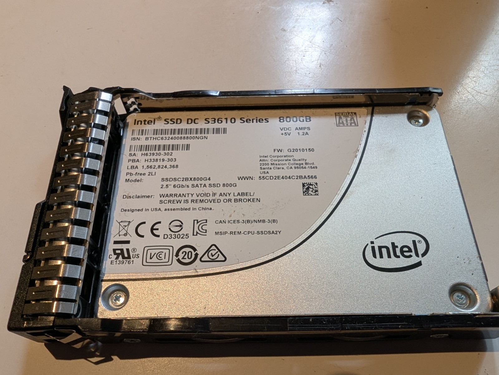 HPE 800GB SATA 6Gb/s 2.5" SFF RI SSD | 804612-B21 808369-001 Gen8 Gen9 Gen10 SC
