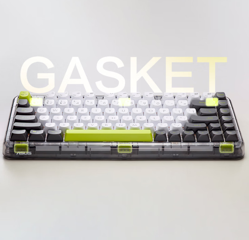 ASUS Gasket Quiet Keystrokes, Aurora Green Jelly 75 Three-Mode Wireless Keyboard