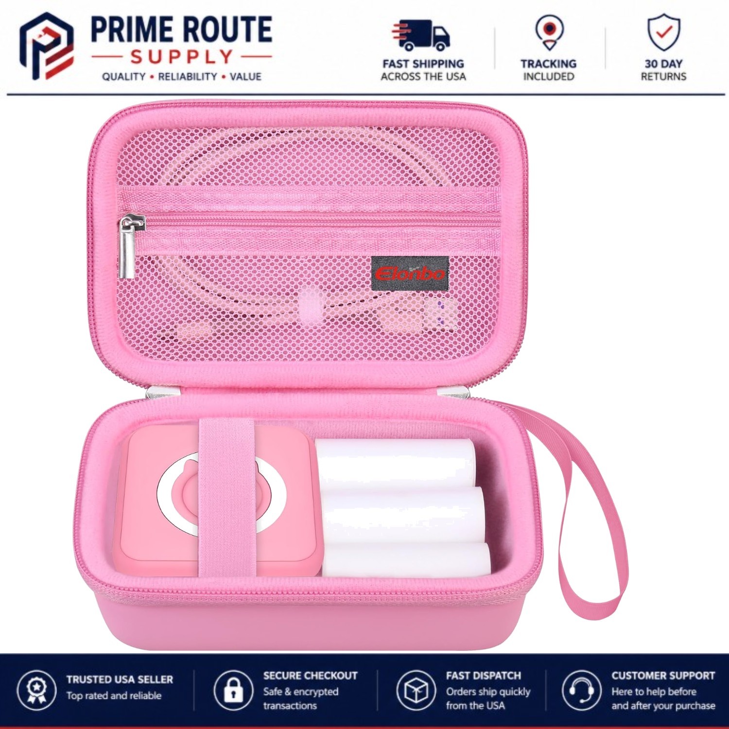 Lightweight Multi-Compartment Printer Case for HUIJUTCHEN - Stylish Pink Design