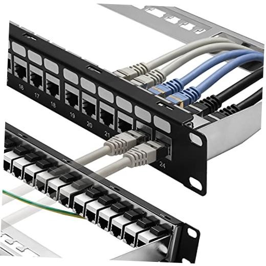 Rapink Patch Panel 24 Port Cat6A with Inline Keystone 10G Support, 24Port