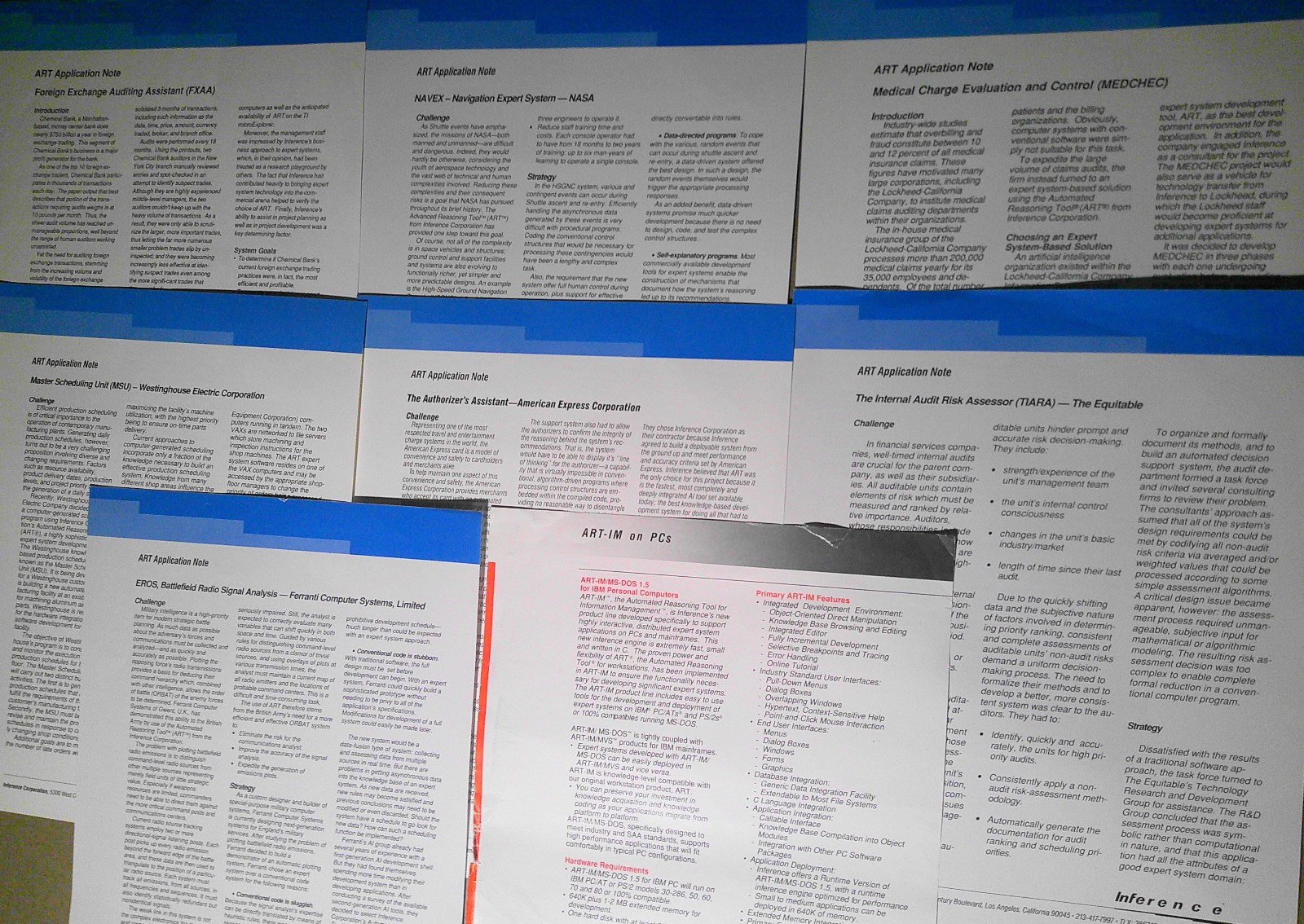 [Artificial Intelligence] 7 ART Application Notes - Inference Corporation, 1987