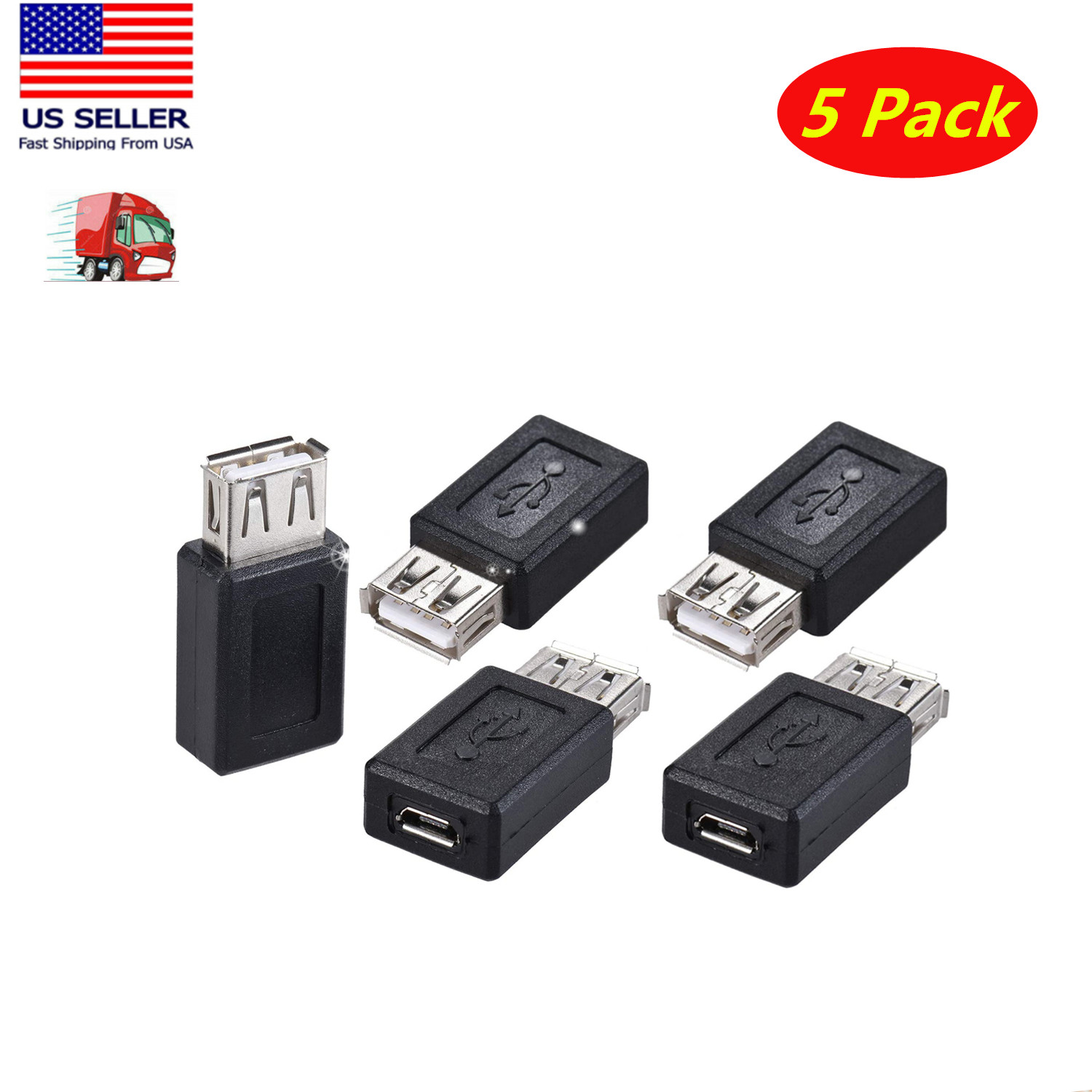 5x USB  A Type Female to 5 pin Micro USB B Type Female Cable Converter Adapter