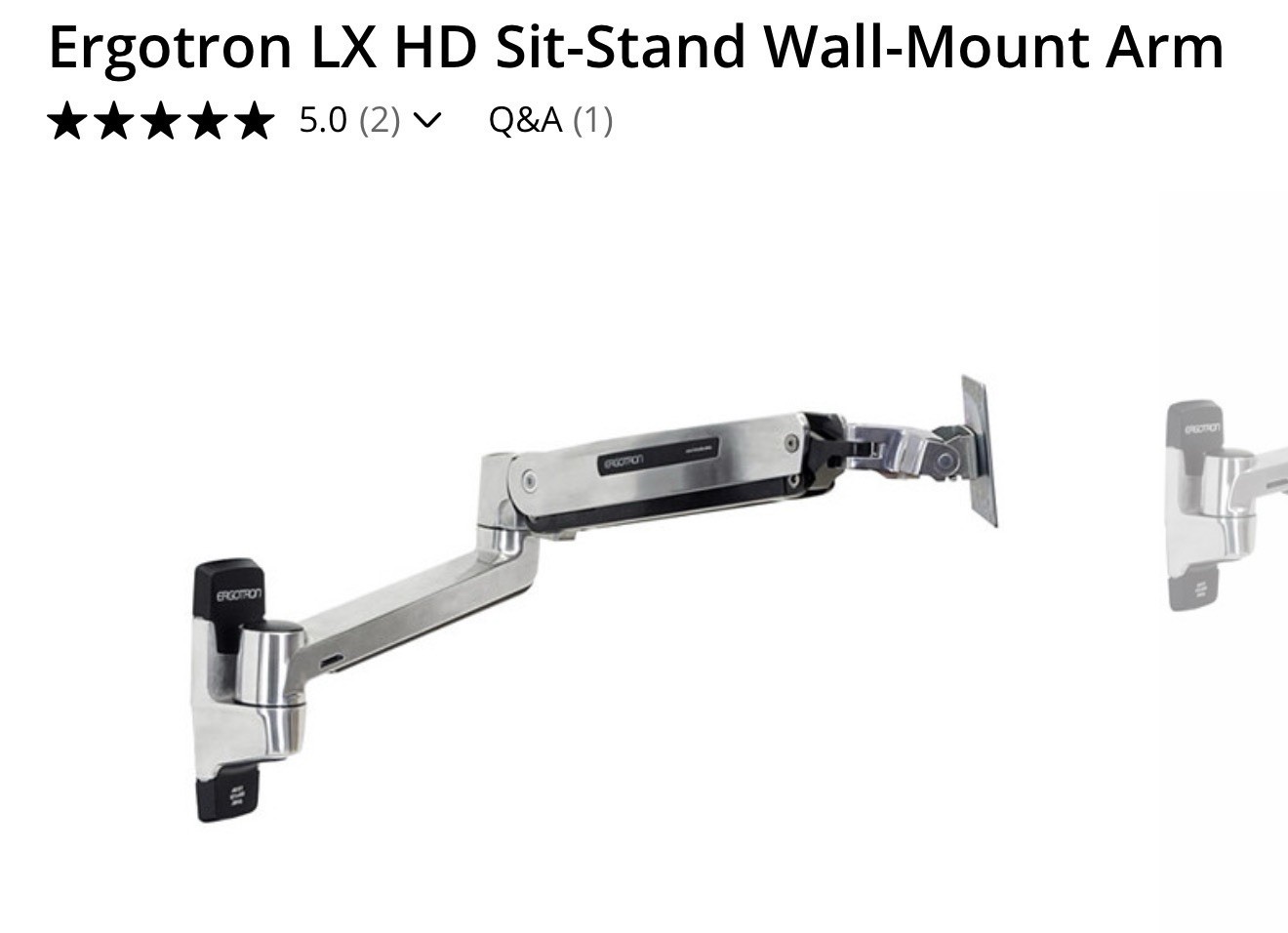 Ergotron 45-383-026 LX HD Sit-Stand Wall Mount LCD Monitor Arm 46” Open Box