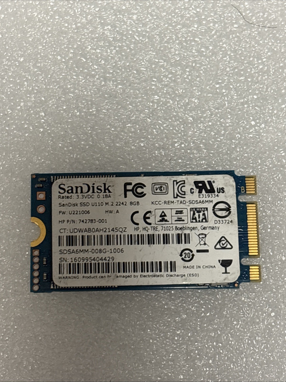 SanDisk 8GB SSD M2