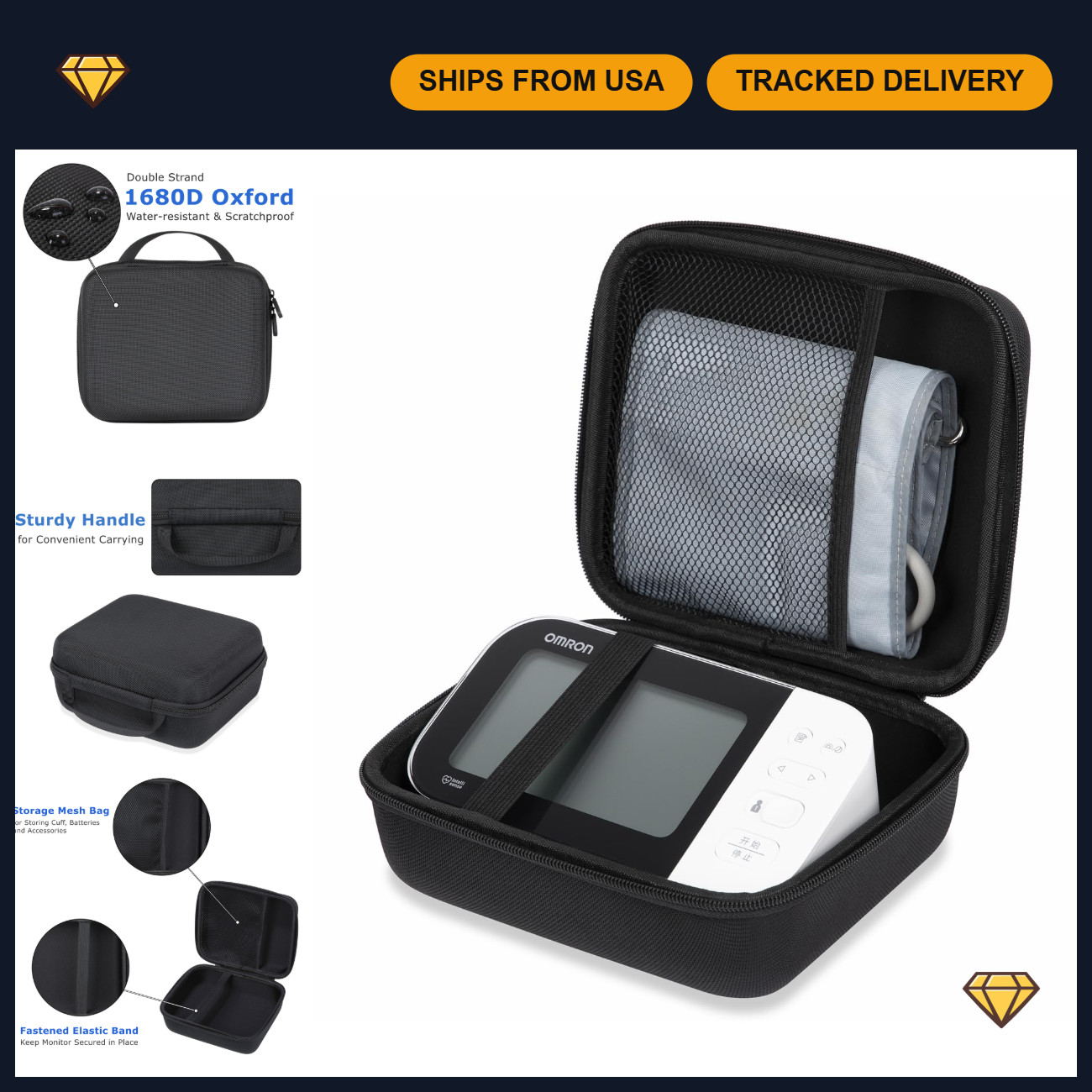 Universal Hard Shell Case for Blood Pressure Monitor, Portable Travel Carrying B