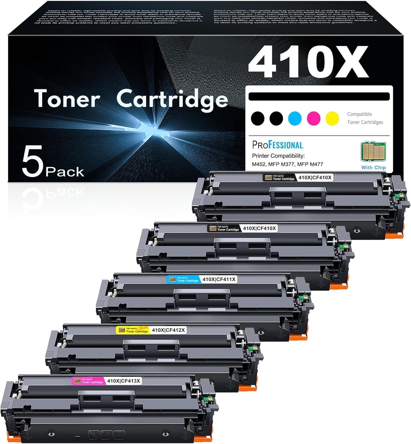 410A Toner Cartridges 4 Pack High Yield Replacement for HP 410A 410X to Use w...