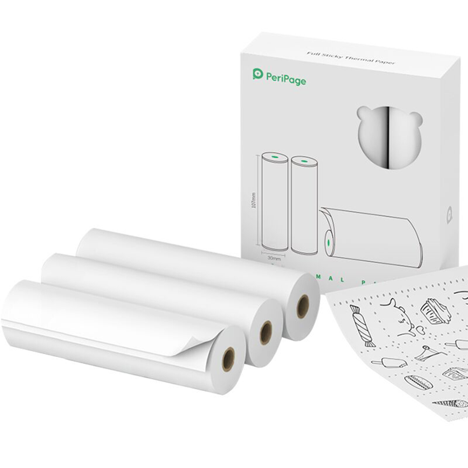 107 x 30mm Printable Sticker Roll BPA-Free Self-Adhesive Thermal H5M9