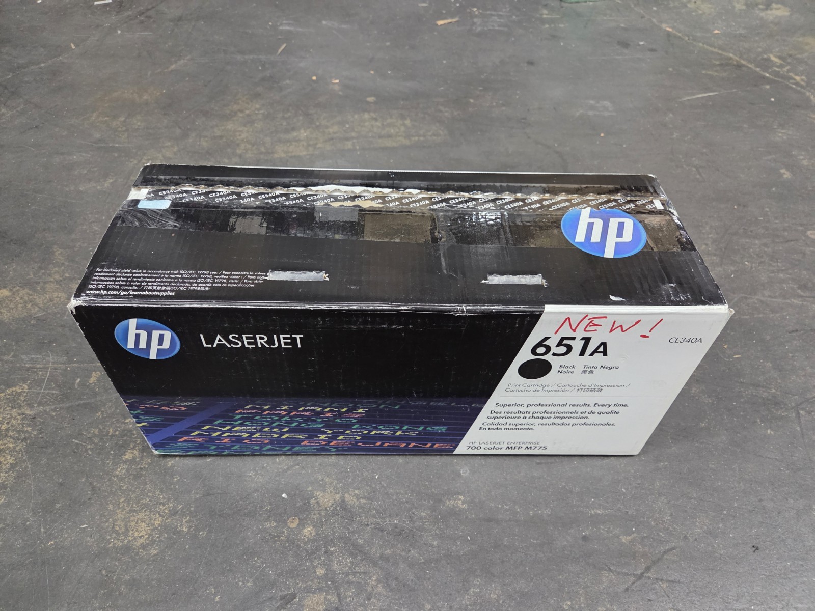 HP CE340A Genuine Toner Cartridge HP 651A Black Toner Opened Box NOT USED