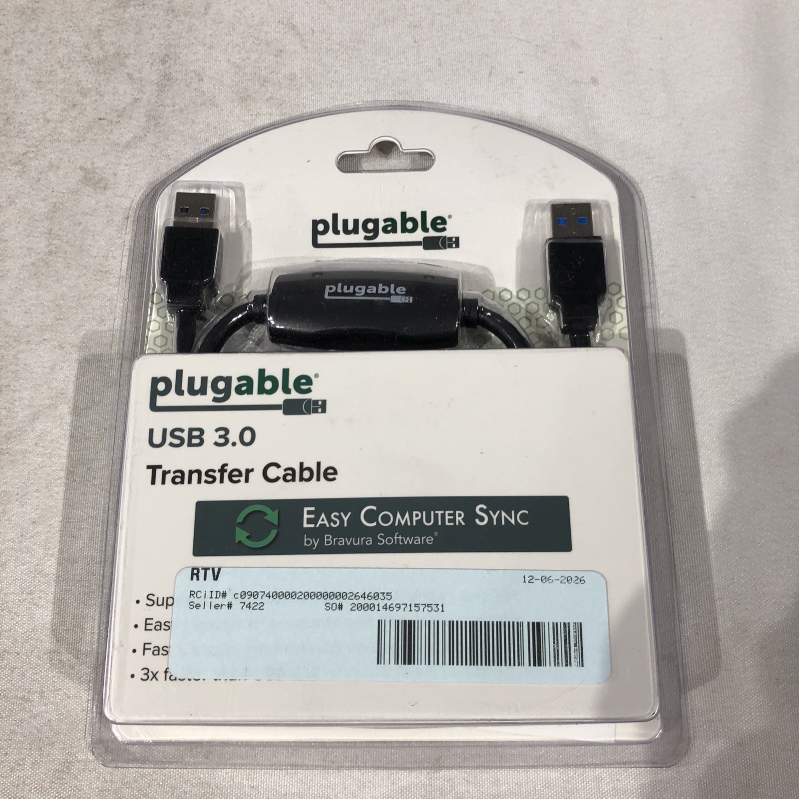 Plugable USB 3.0 Transfer Cable Fast Secure Sync- NEW