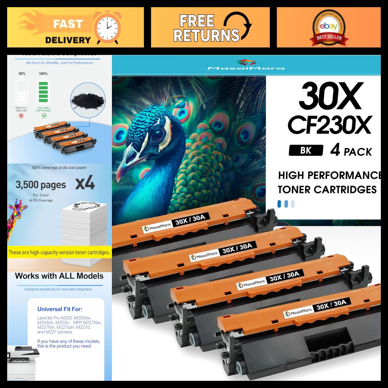 30X High Capacity Compatible Toner Cartridges CF230A CF230X for Laser Printers