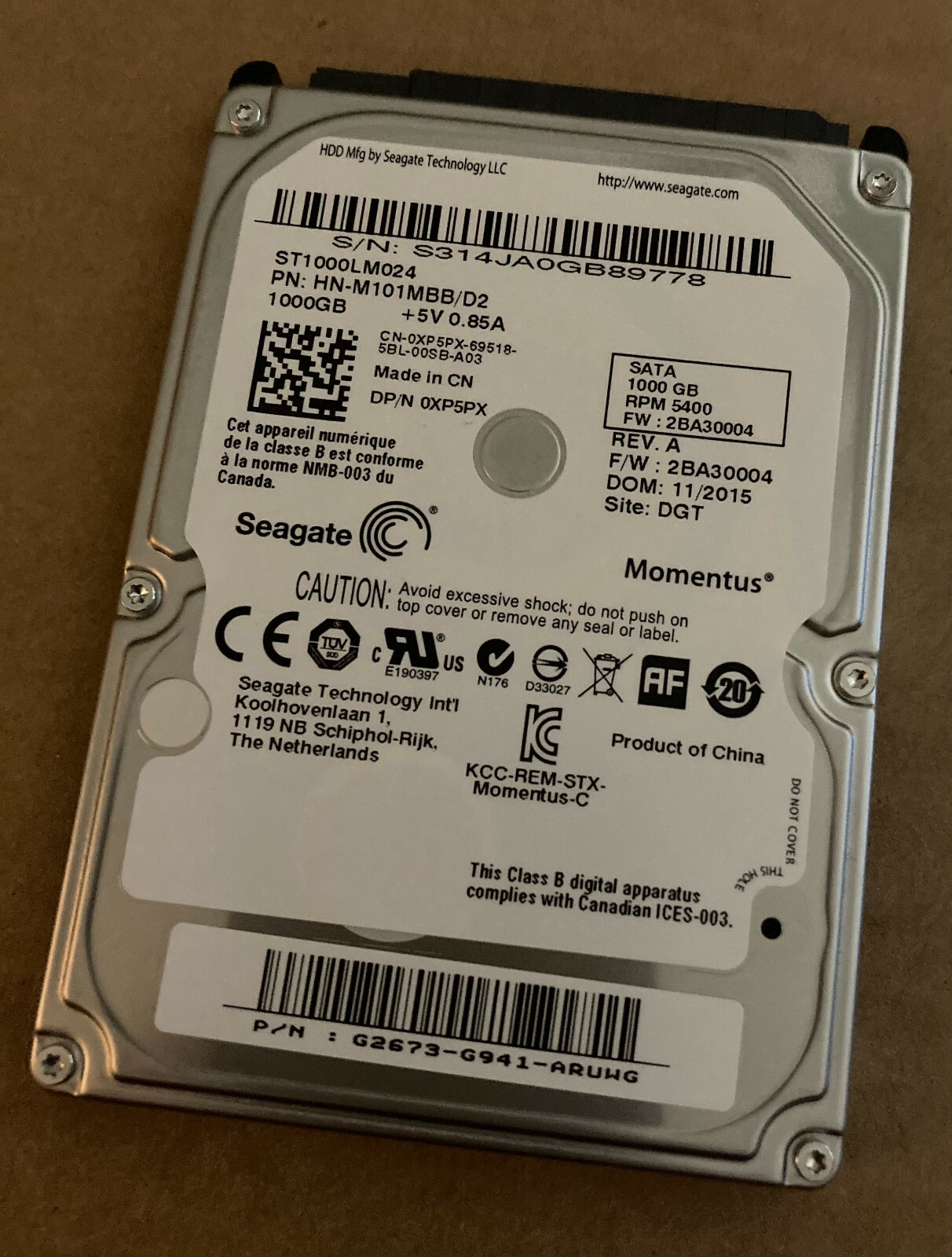 (NEW) SEAGATE MOMENTUS 1TB 2.5" SATA 5400RPM LAPTOP PC HDD HARD DRIVE