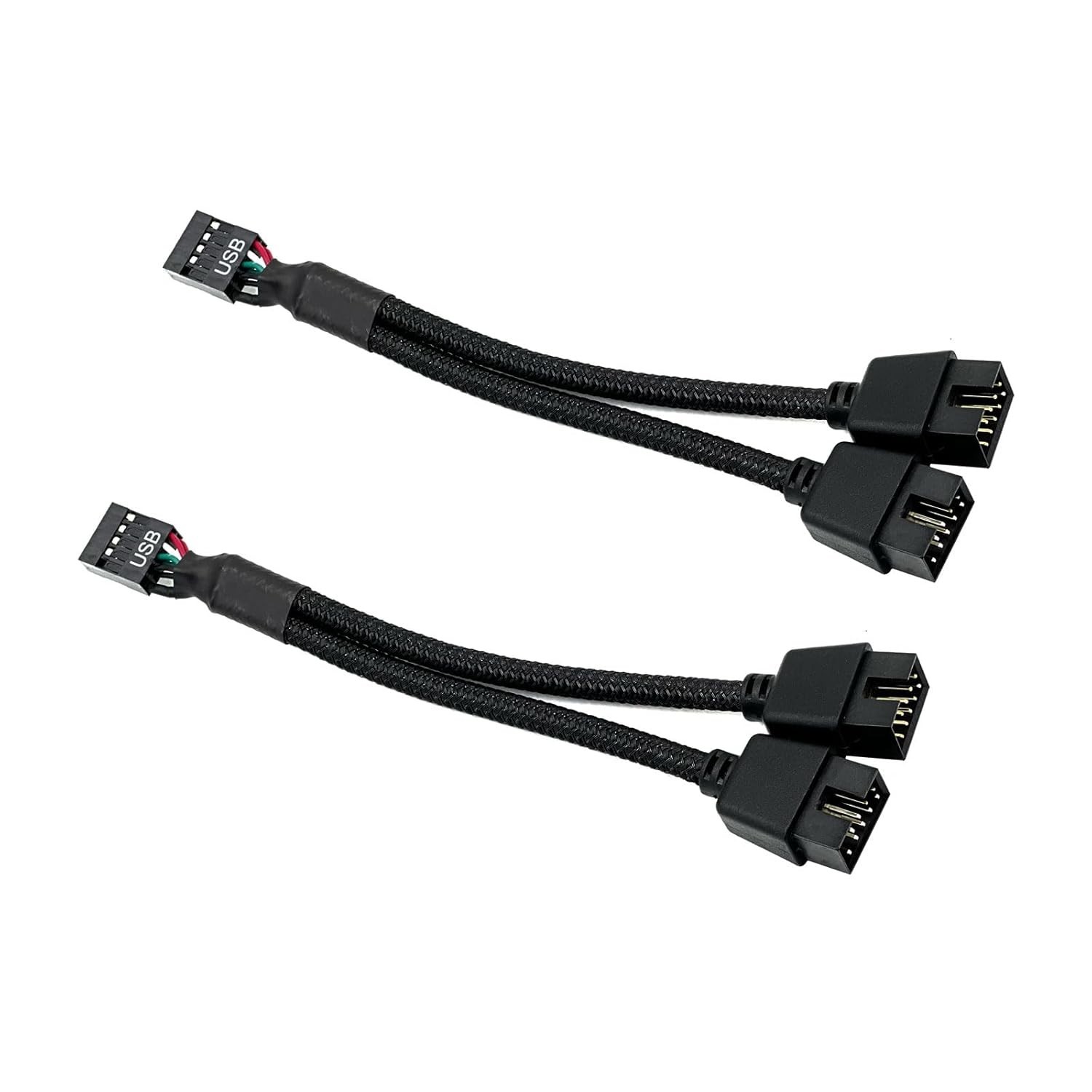 2PCS Motherboard USB Header Splitter 9Pin USB 2.0 to Dual 9Pin Extension Cable M