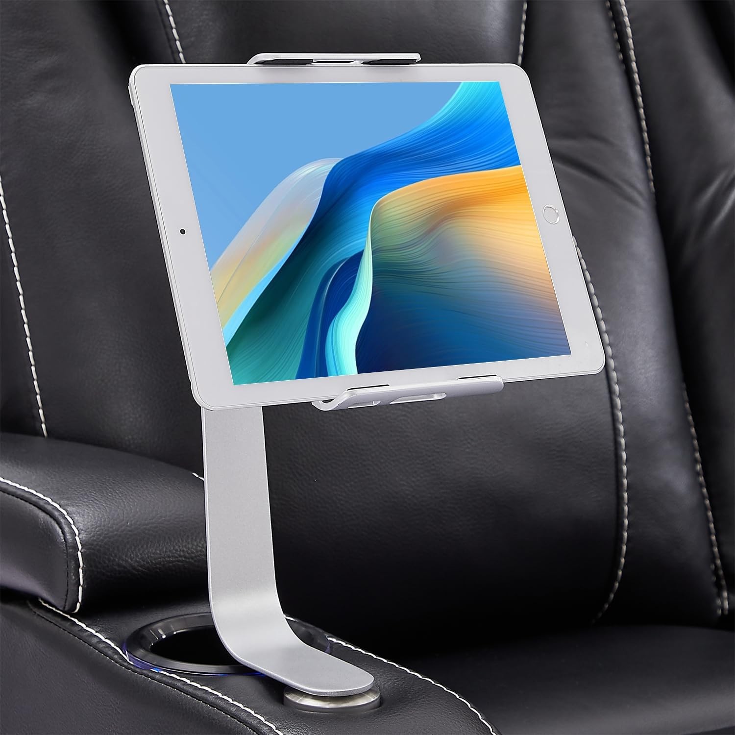 Home Theater Seating Series Swivel Tablet and Cell Phone Holder,Silver Silver 