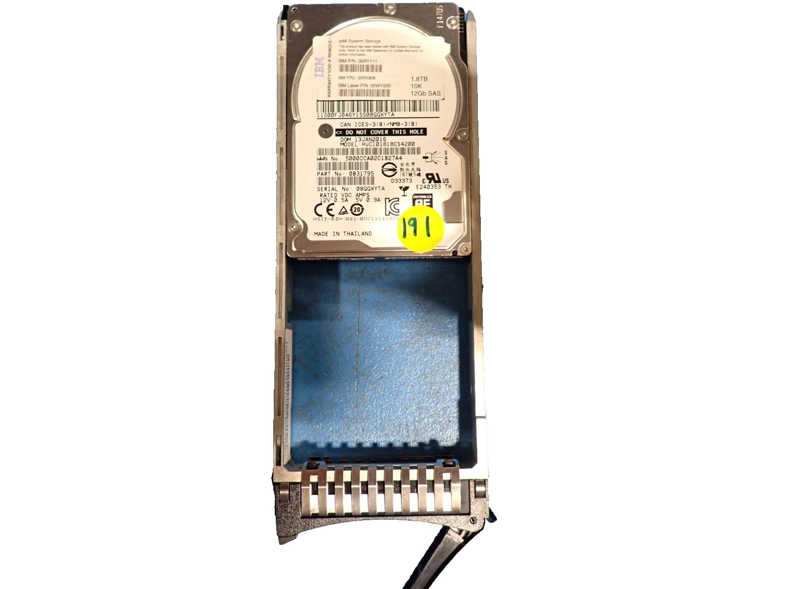 IBM 00RY111 AHF4 1.8TB 10K RPM High-Performance 12Gb/s 2.5" SAS Hard Disk Drive