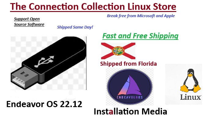Endeavour OS Cassini 22.12 USB DRIVE XFCE SAME DAY SHIPPING FROM FL USA