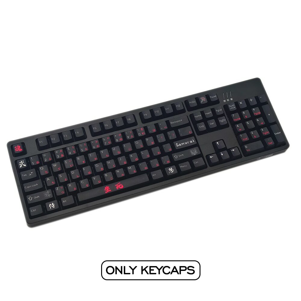 117 Keys Set PBT Custom Keycaps OEM Profile Japanese Legends Keycaps Samurai Red