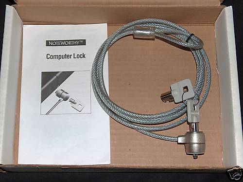 Port Computer Lock Noteworthy NW3350L 6 foot galvanized steel cable and 2 keys