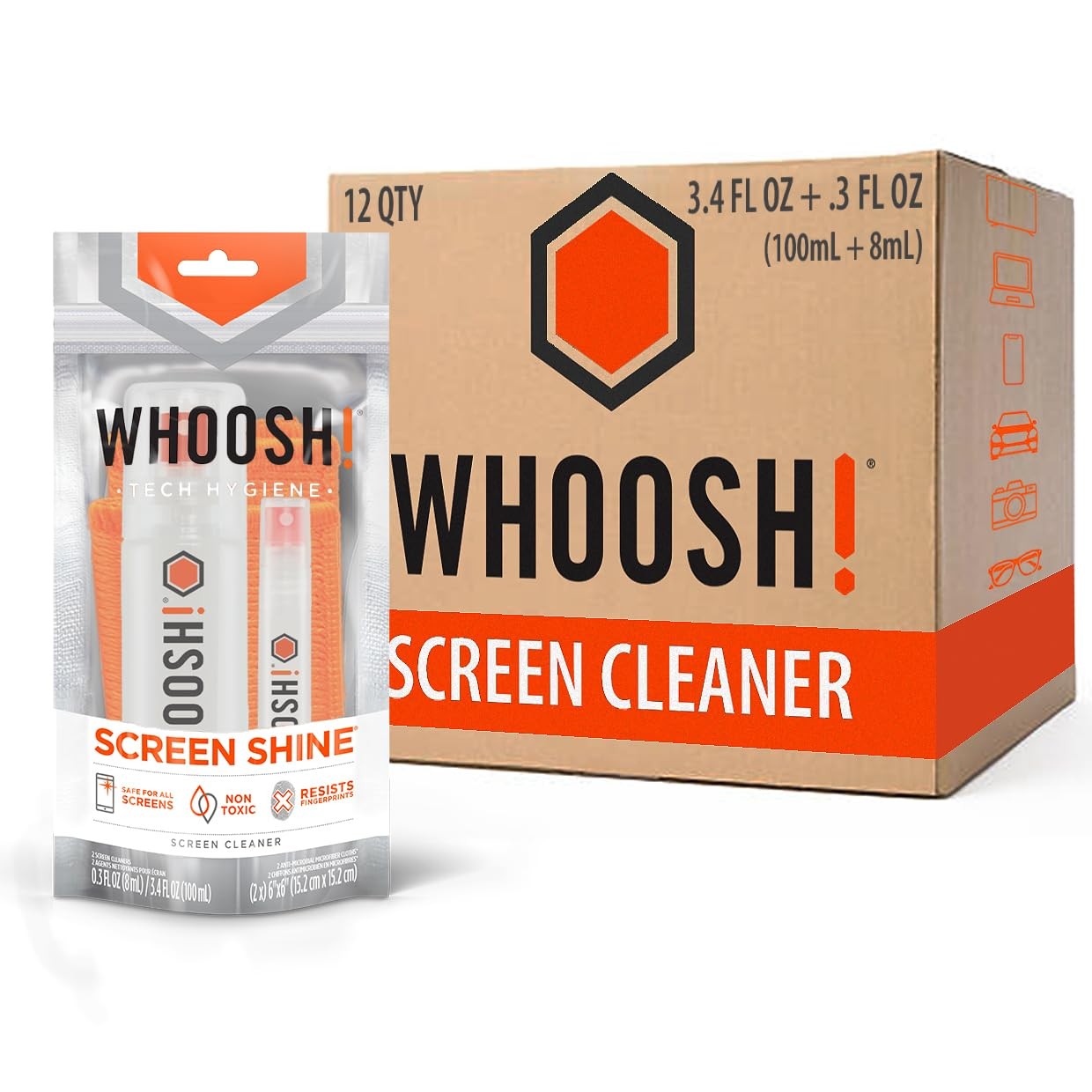  Screen Shine Duo – Screen Cleaner Kit, Set of 12, 3.4 + 0.3 fl oz