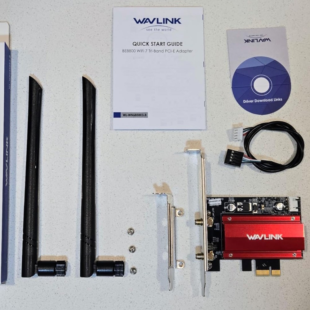 WiFi 7 8800Mbps Desktop PCIe WiFi Card Adapter Bluetooth Tri Band Intel BE200