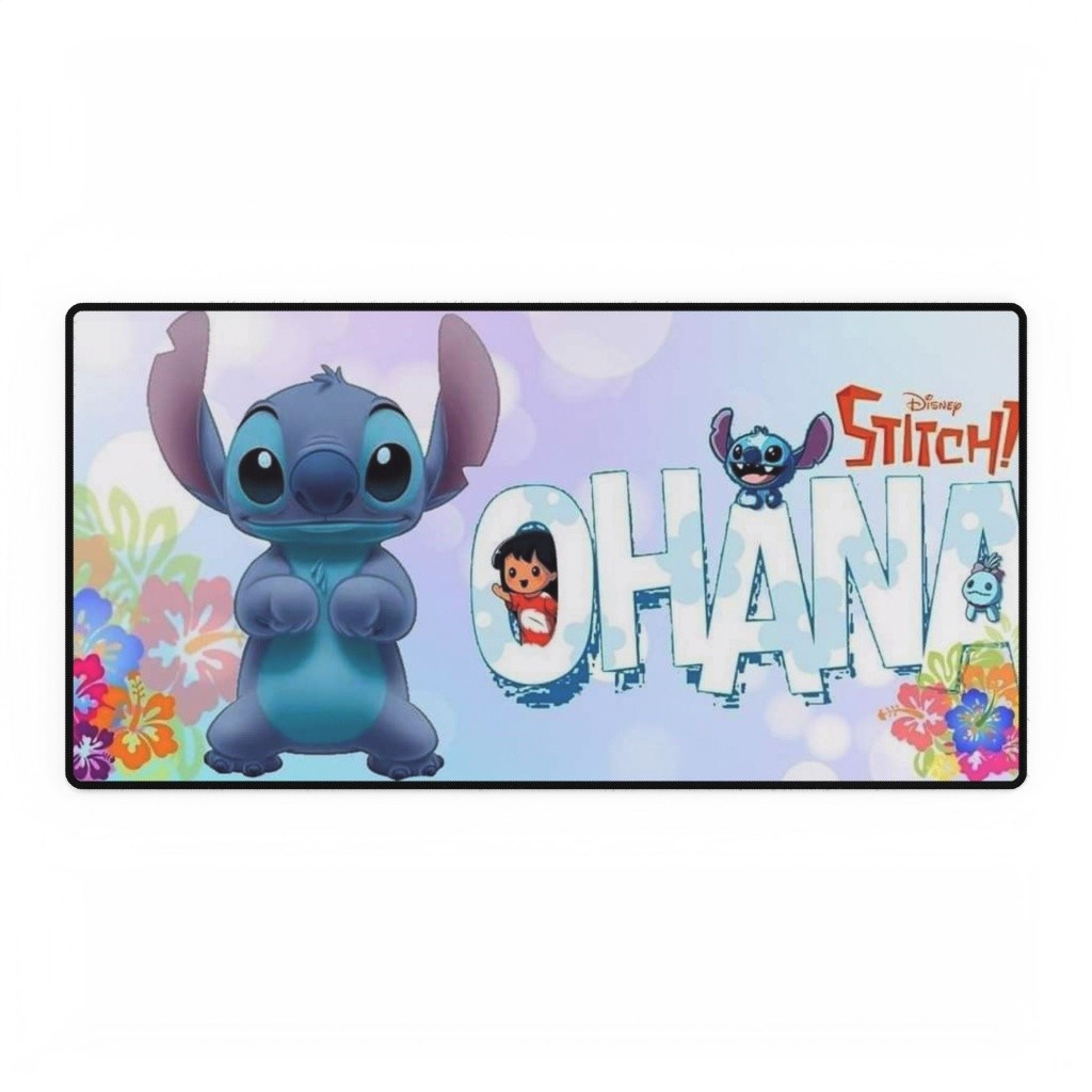 Lilo And Stitch OHANA Blue Floral Mouse Pad Desk Mats Disney