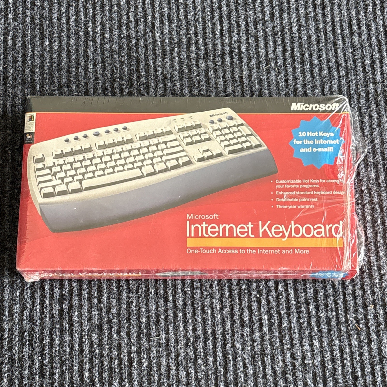 Microsoft Internet Keyboard White 10 Hot Keys Palm Rest New In Box Sealed