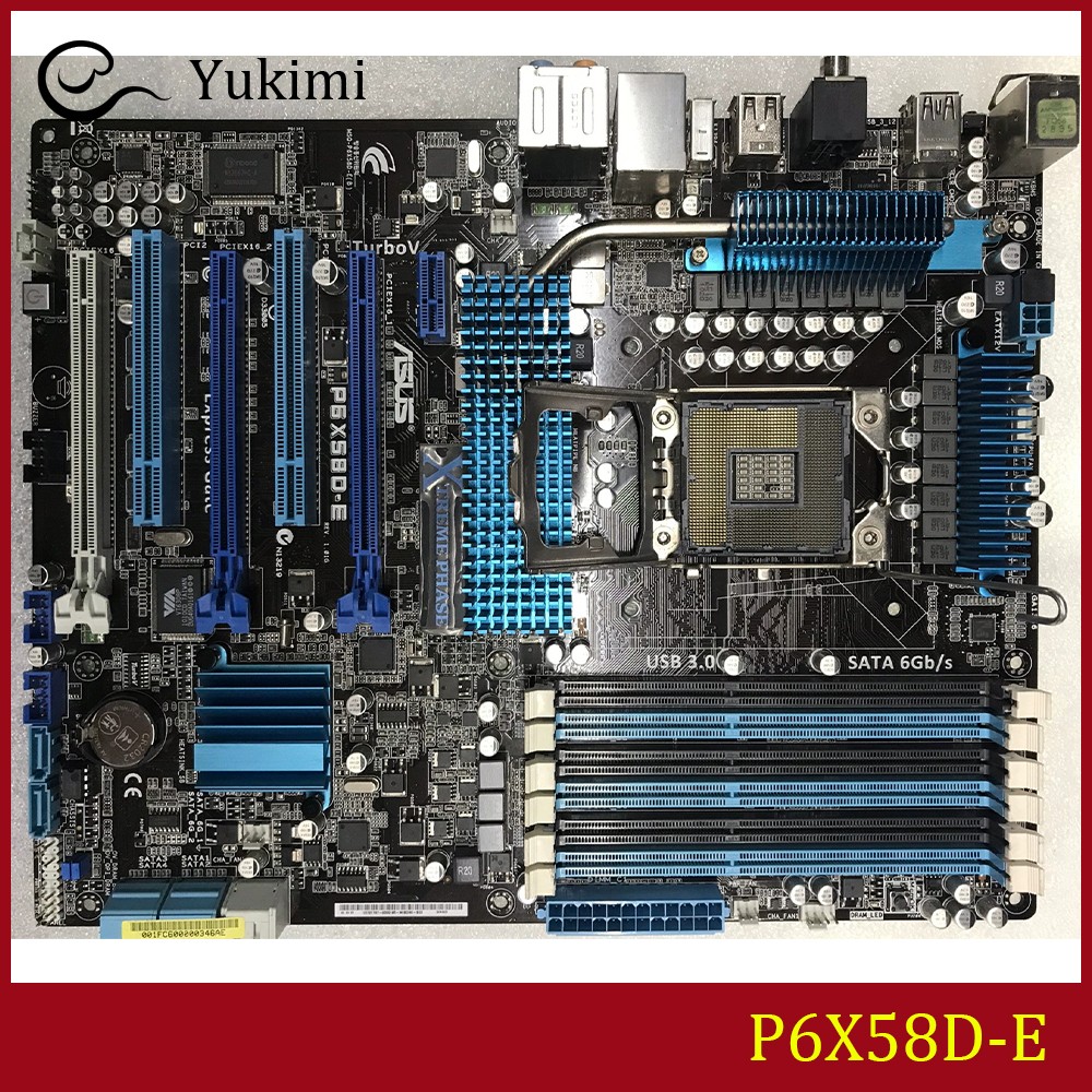 FOR ASUS P6X58D-E DDR3*6 LGA 1366 24GB Intel X58 ATX Ｍotherboard Test OK