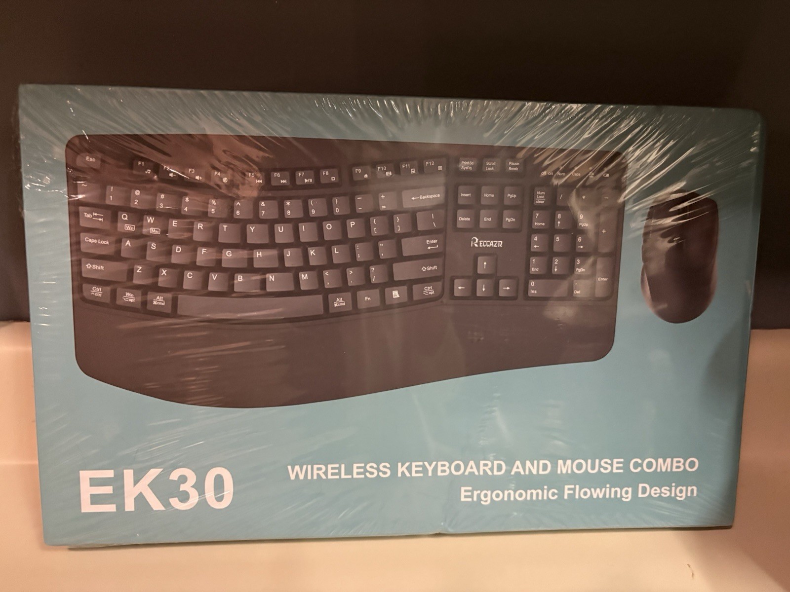 RECCAZR EK30 Wireless Ergonomic Keyboard Mouse Bundle QWERTY English Black