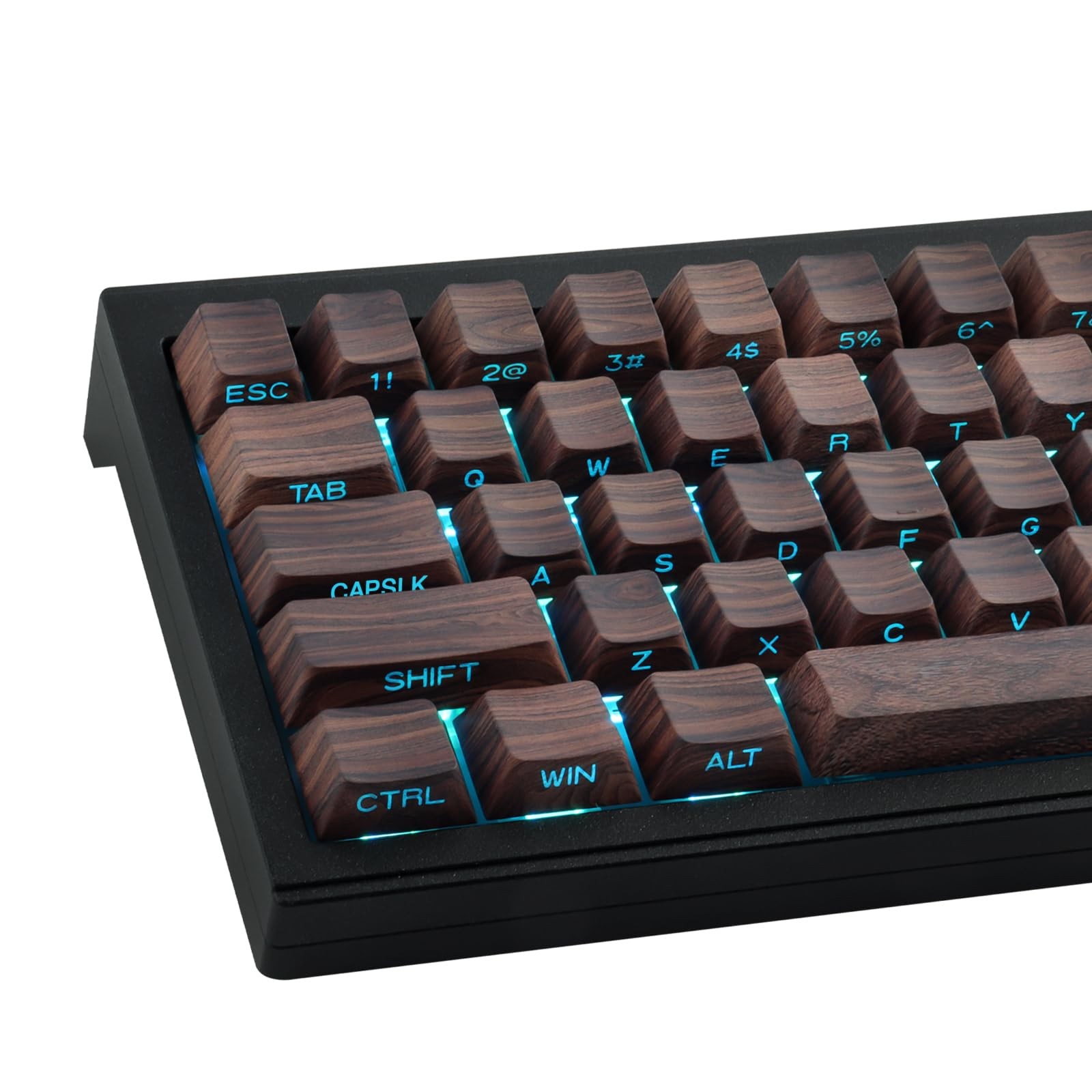 136 PCS Retro Brown Wooden Walnut PBT Side Print Keycaps Cherry Shine Through