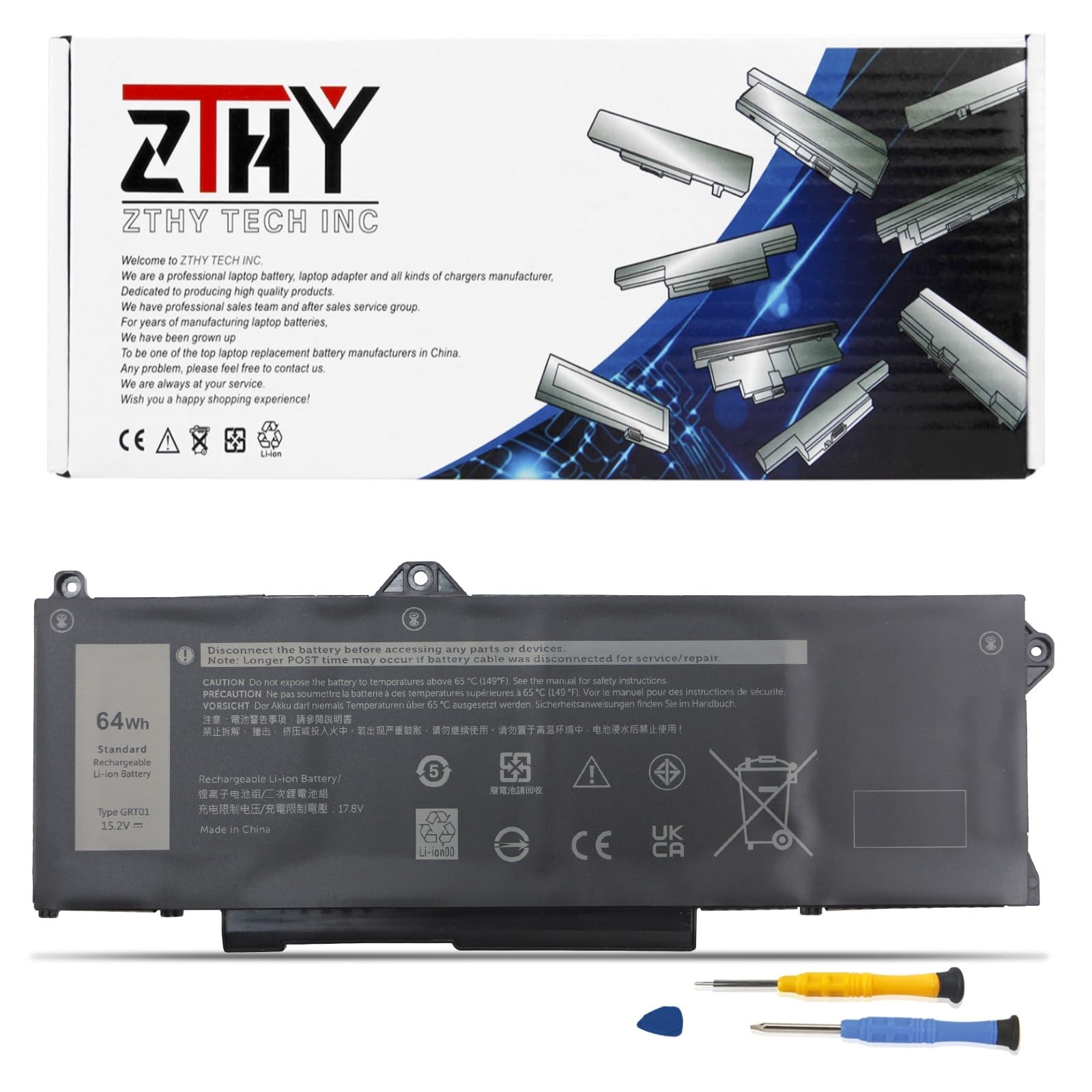 64Wh Laptop Battery Replacement for Dell Latitude 5421 5431 5521 5531 - High Cap