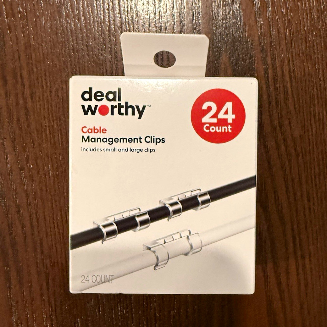 Deal Worthy Clear Adhesive Cable Clip(s), Plastic Cable Management, 24 Pack
