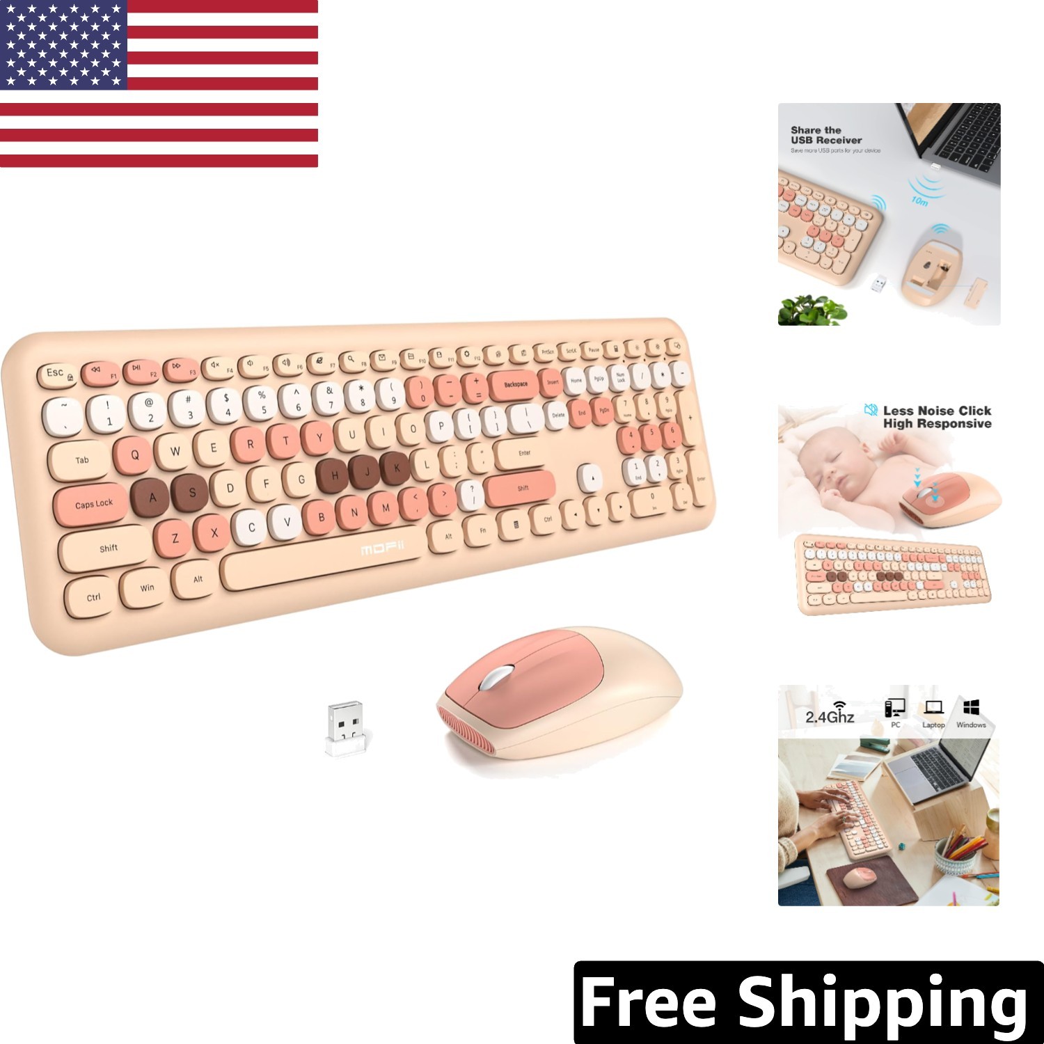 Stylish Full-Size Wireless Keyboard & Mouse Set for Windows | Ergonomic Design