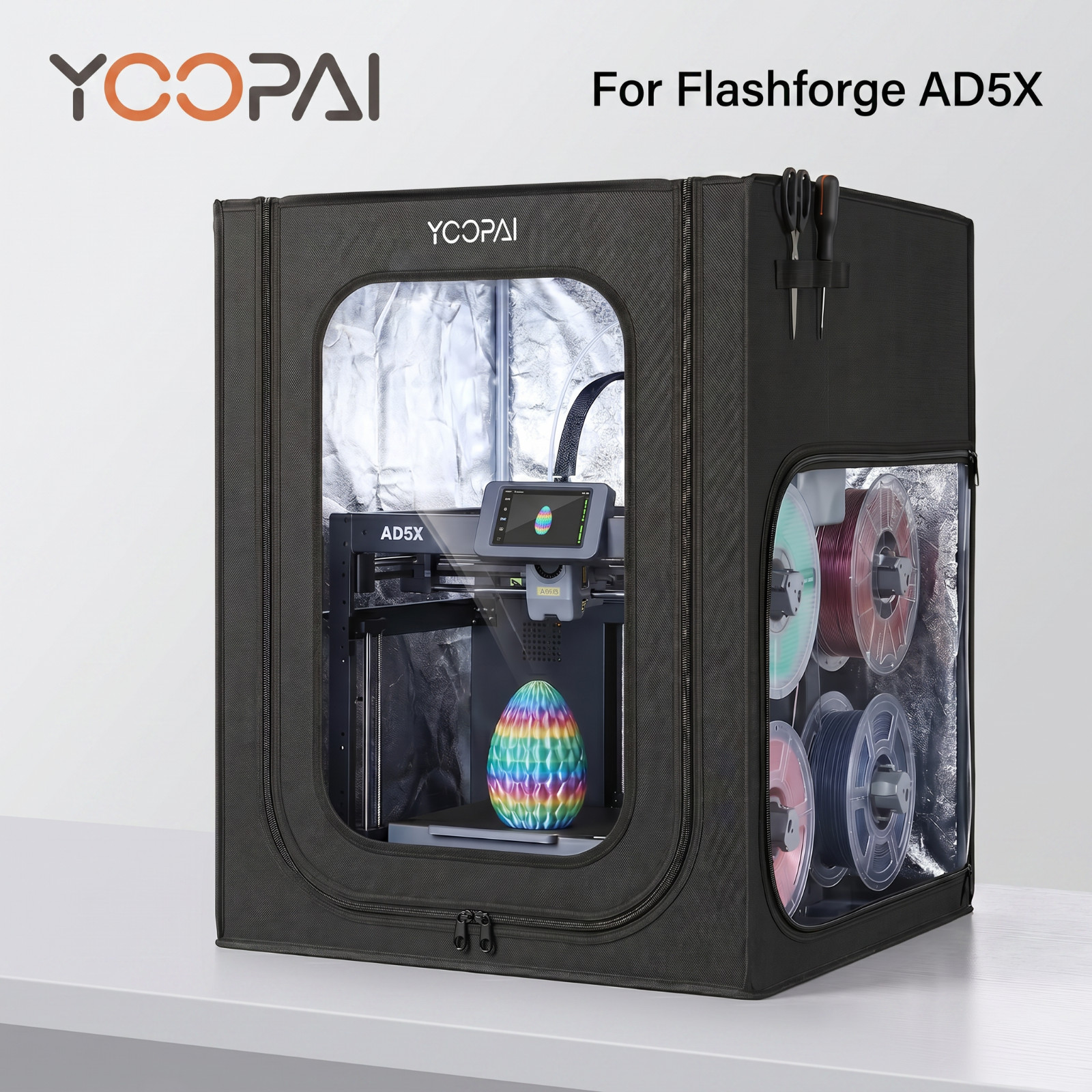 For Flashforge AD5X 3D Printer Enclosure Side transparent window LED light
