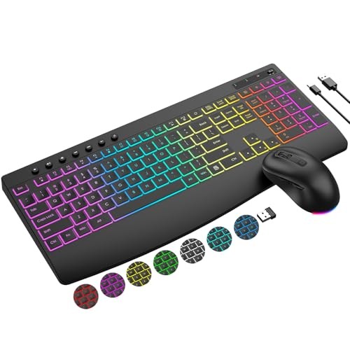 BLACK - EDJO WIRELESS KEYBOARD MOUSE COMBO 9 BACKLIT EFFECTS MK228